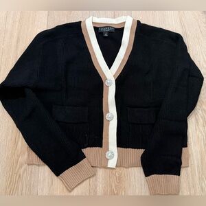 Laundry By Shelli Segal V Nevk Cardigan Knit Sweater. Gorgeous Buttons. Sz M NWT